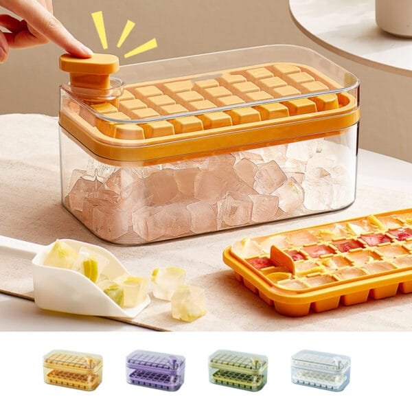 One-Button Ice Cube Maker with Lid